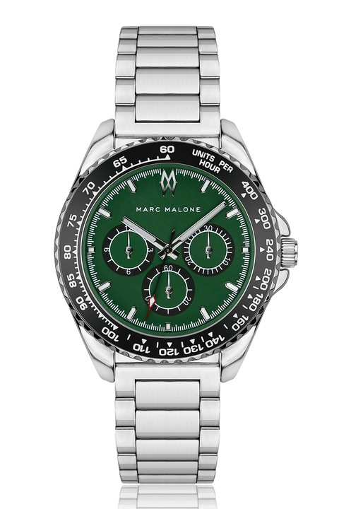 Marc Malone, Ceas cronograf cu bratar de otel inoxidabil, Argintiu