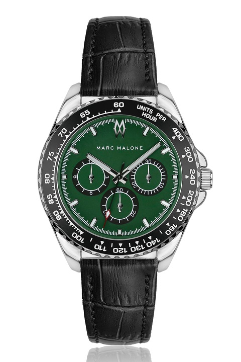 Marc Malone, Часовник с хронограф и кожена каишка, Черен