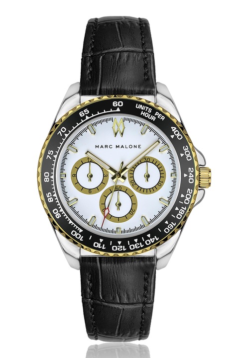 Marc Malone, Часовник с хронограф и кожена каишка, Черен