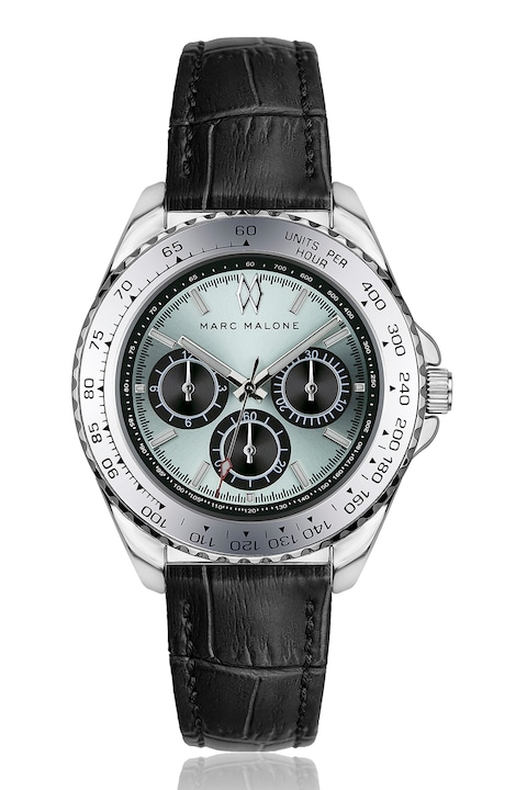 Marc Malone, Часовник с хронограф и кожена каишка, Черен