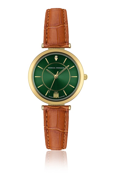 Monica Monaco, Bőrszíjas karóra gyémánttal díszítve, Aranyszín