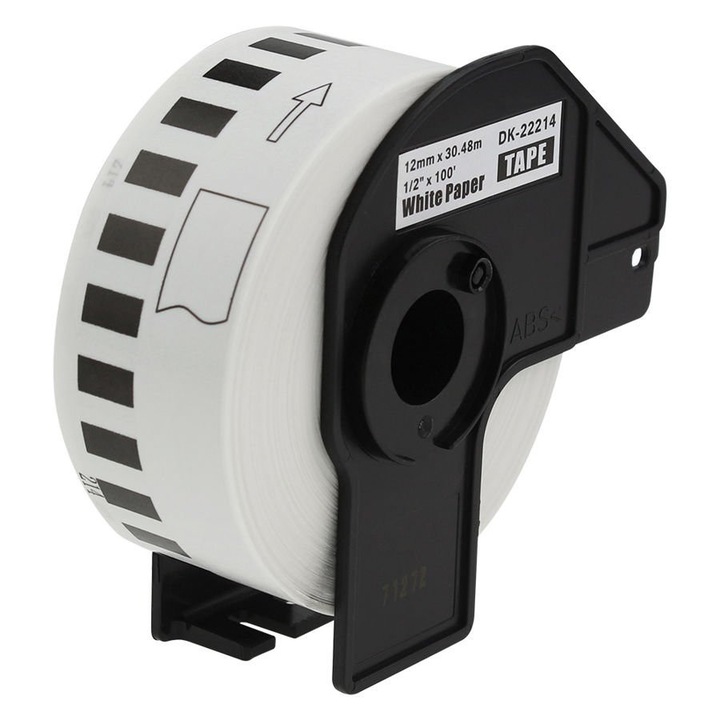 Brother kompatibilis szalag DK-22214 – 12mm x 30, 48m, fehér papír, alkalmas a QL sorozathoz, szabványos ragasztó