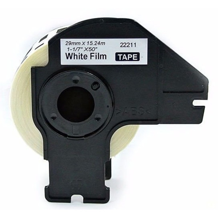 Kompatibilis Thermal Tape Brother DK-22211 – 29mm x 15, 24m, fekete-fehér, folyamatos fólia, tartós ragasztó