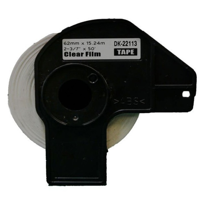 Kompatibilis Thermal Tape Brother DK-22113 – 62mm x 15,24m, Tejszerű fólia, fekete-fehér, szabványos ragasztó
