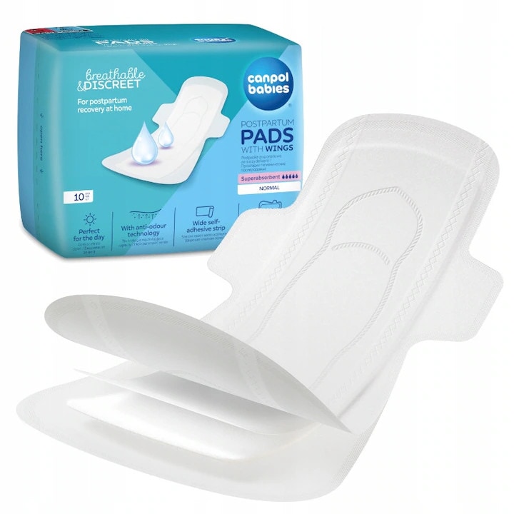 Absorbante Postpartum Cu Aripi Pentru Zi, 78/007, Fiabile, Textil, Sigure, Eficiente, Durabil, De Inalta Caliate, Ultra Absorbante, Dimensiune Extinsa, 32 x 2,2 mm, Alb