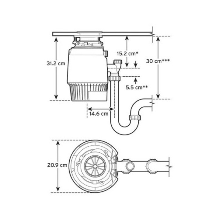 Дробарка за хранителни отпадъци InSinkErator модел E1000 EC с пневматично задвижване 1 к.с.