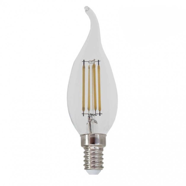 LED лампа Lightex FILAMENT, 4.8W, 220V, E14, CF35, CL, Извит връх, 3000K, 550lm