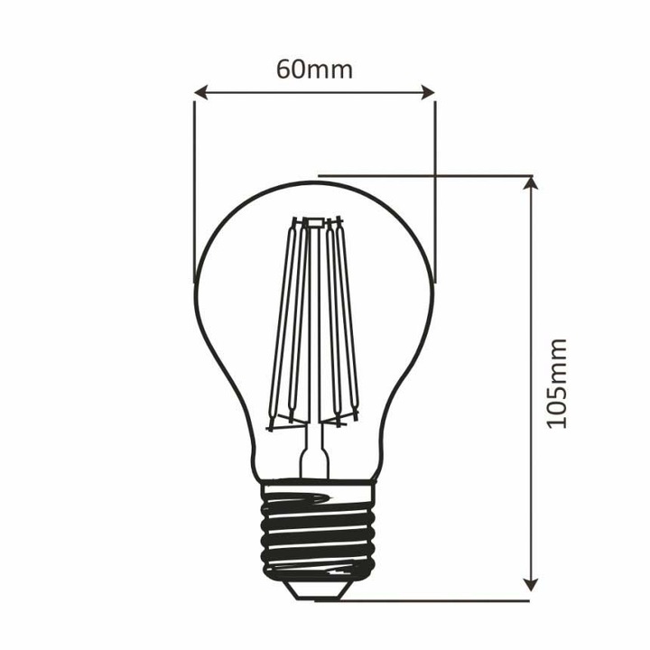 LED лампа Lightex FILAMENT, 8W, 220V, Димируема, E27, A60, 2700K, 806lm