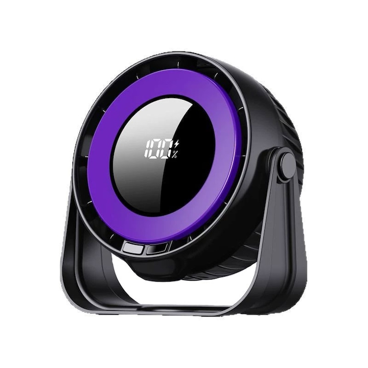 JESWO настолен вентилатор, 5 скорости, 13 бионични перки, черен, 6000mAh, 25dB, за дома и къмпинга