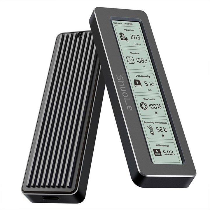 Външен шкаф за M.2 SSD, JESWO, 8TB, USB 3.2 Gen 2, алуминий, скорост 10Gbps, съвместимост с NVMe/SATA, plug and play