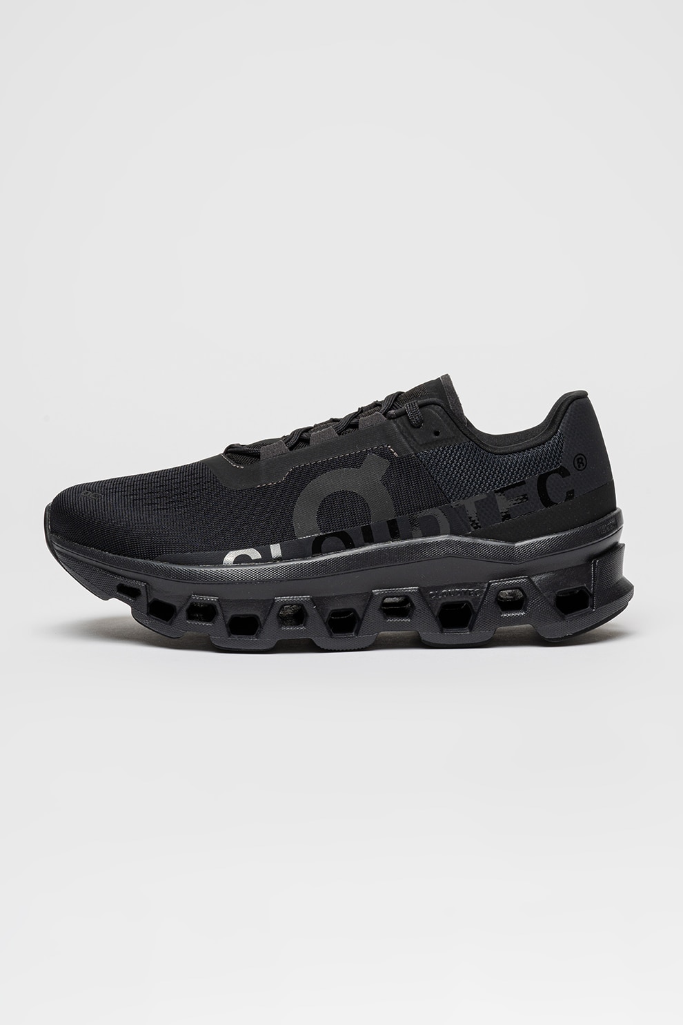 On, Cloudmonster, Pantofi cu garnituri din material sintetic, pentru alergare, Negru, 10