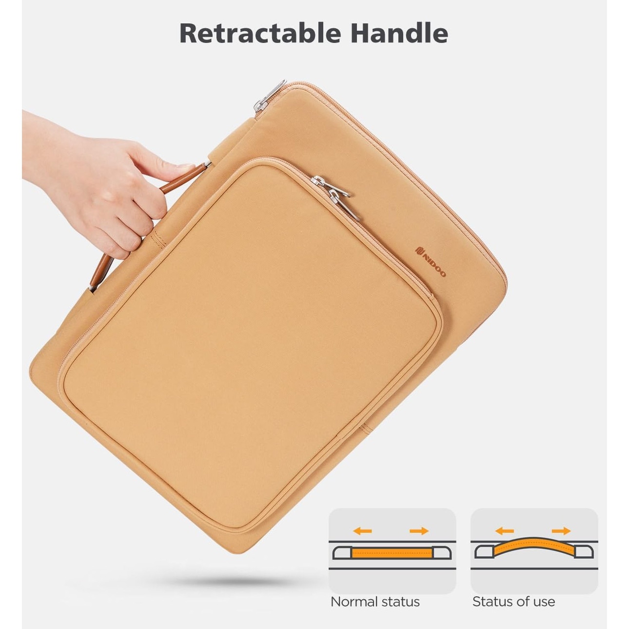Geanta de umar pentru laptop/tableta de 16 inchi - MacBook Pro M2, M1, ThinkPad X1 Extreme Gen 5, Yoga 7i, Swift X, MateBook D16, ThinkPad T15 Gen 2, impermeabila, Mustarie, 35 x 25 x 2.7 cm, NIDOO