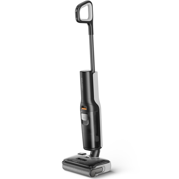 Вертикална прахосмукачка Roborock WD5M1 F25, Мокро и сухо почистване, Технология JawScraper, Самопочистваща се, Edge to Edge, Автономност 40 мин (ECO режим), Черен/Бял