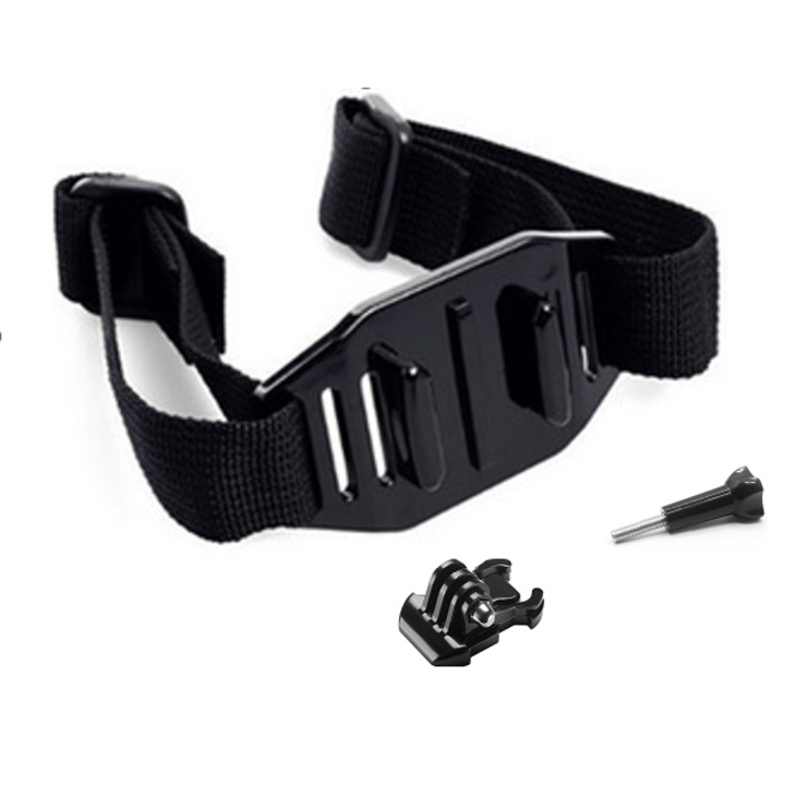 Curea de prindere pentru cască biciclete cu adaptor și șurub, pentru GoPro, negru