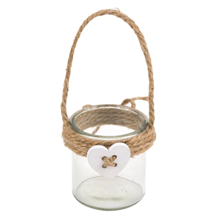 Felinar Decorativ cu Sfoara Suspendabil Inima 8x8cm