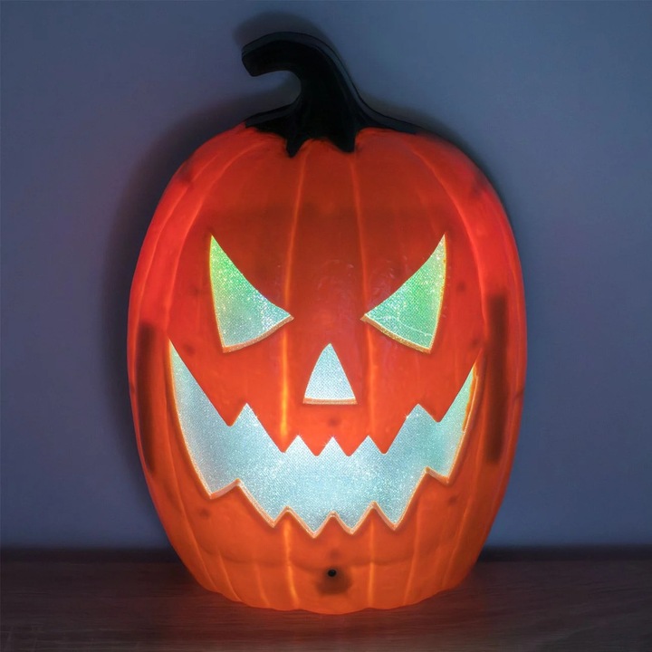 Felinar Decorativ Dovleac Portocaliu cu Lumina & Sunet 22x30x10cm