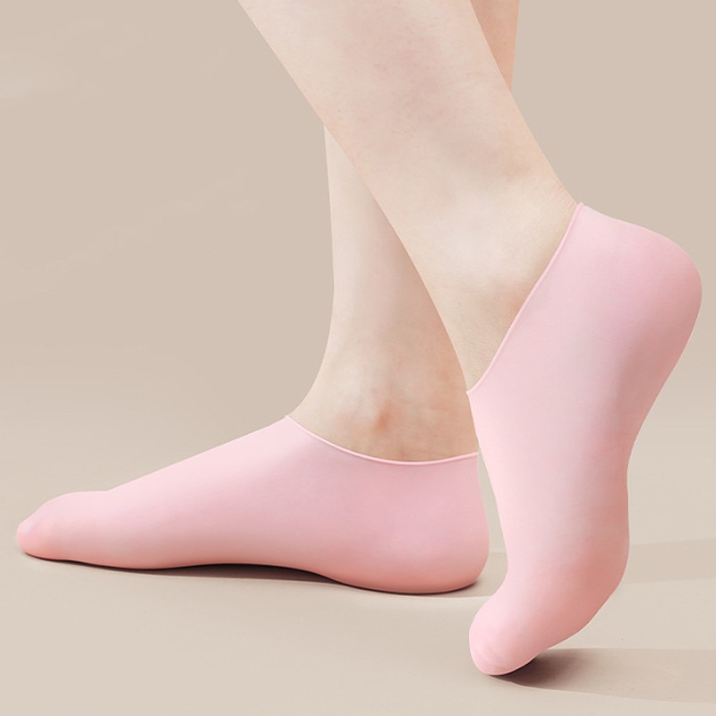 Sosete hidratante din silicon, pentru ingrijirea picioarelor uscate si crapate. Roz