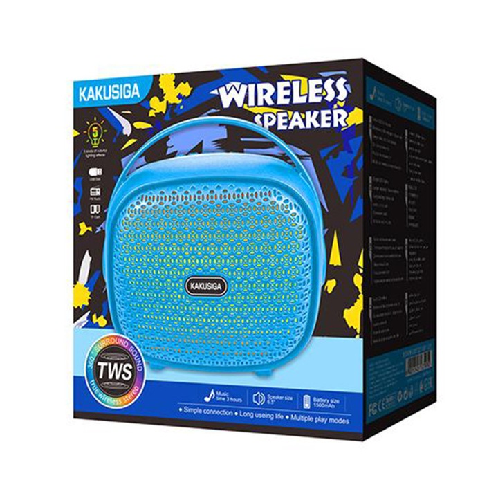 Boxa Portabila Kaku (6102), Wireless BT 5.3, 8W, 1500mAh, Blue