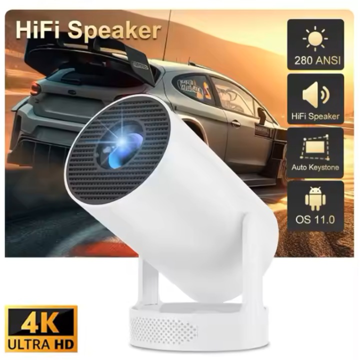 Nord-X® HY300PRO HIFI Okosvideó Projektor – Android 11, Bluetooth 5.0, Wi-Fi 6, Extra 5 W-os hangszóró, 280 ANSI, akár 130”-es képátlóval