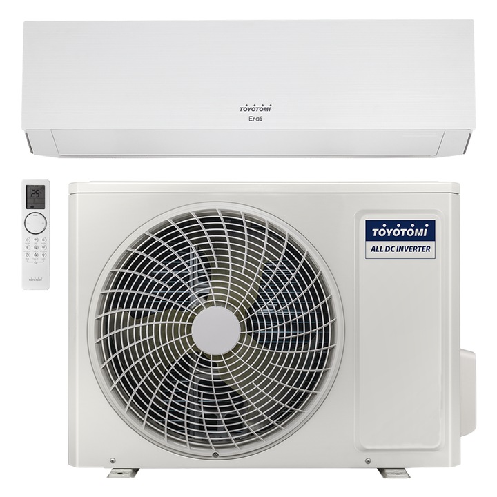 Aparat de aer conditionat Toyotomi-Japan ERAI Wi-Fi, Clasa A+++/A+++, Senzor AI, Ionizator, Active Carbon, Filtru HEPA, functie sterilizare, filtru antivirus, Self Clean la 56 grade C, autocuratare, alb, 12000BTU