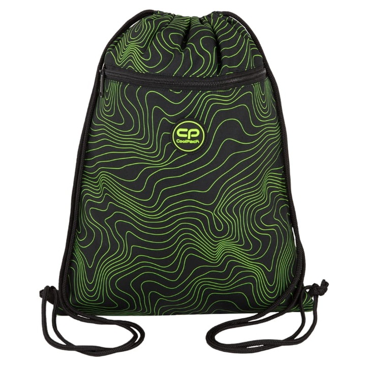 Sac pentru incaltaminte, Coolpack, Vert, Nefryt, 32, 5 x 42, 5 cm, Rezistent la apa, Buzunar cu fermoar, Pentru baieti, Pentru scoala si zi cu zi