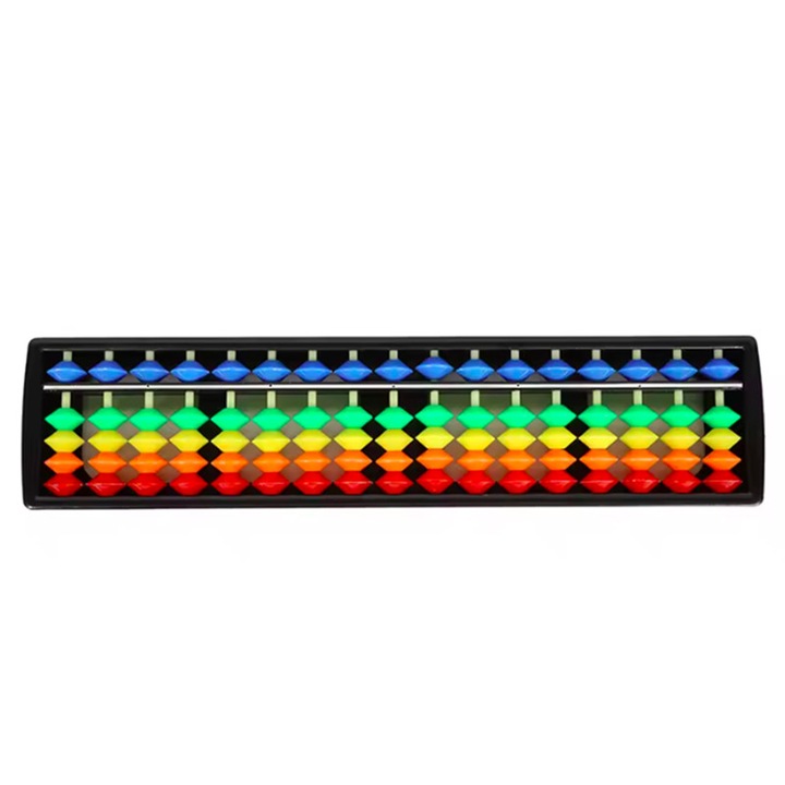 Numaratoare Soroban colorata FusionTechX®, abac cu 17 tije, pentru aritmetica japoneza