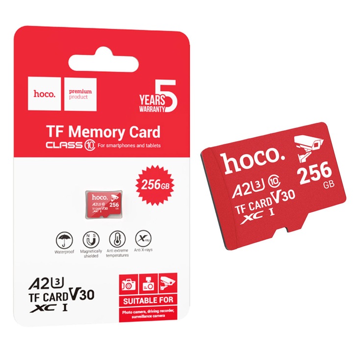 Hoco Memory Card (TF7) 256GB, microSD, High Speed, Class U3/V30, A2