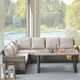 Set mobilier gradina/terasa coltar, masa si 2 tabureti, Maison Mex STOKE, antracit/gri/bej