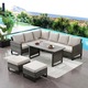 Set mobilier gradina/terasa coltar, masa si 2 tabureti, Maison Mex STOKE, antracit/gri/bej