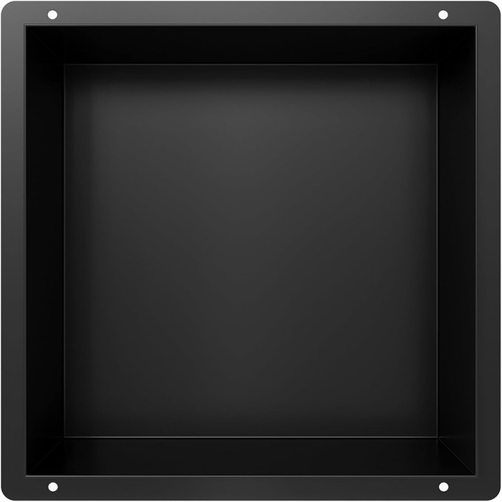 Raft de perete incastrabil Neodrain, otel inoxidabil, fara margine vizibila, Negru, 30 x 30 x 10 cm, BTF303010-MB