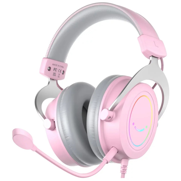 Fifine AmpliGame H3P casti cu fir cu microfon On-ear Roz