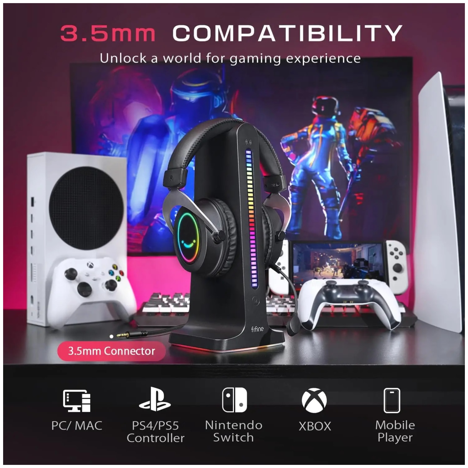 Fifine AmpliGame H3 Casti cu fir over-ear cu microfon Negru