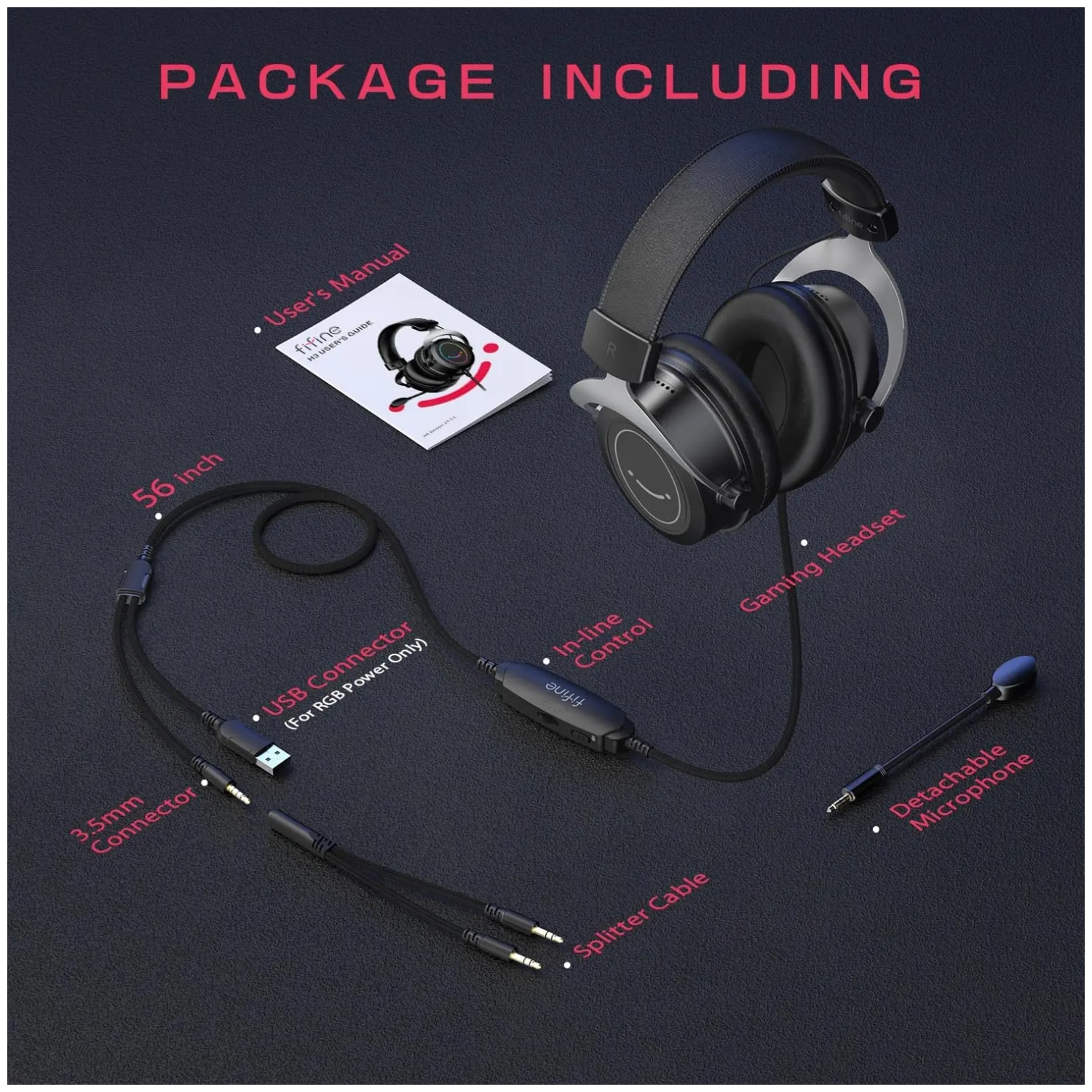 Fifine AmpliGame H3 Casti cu fir over-ear cu microfon Negru