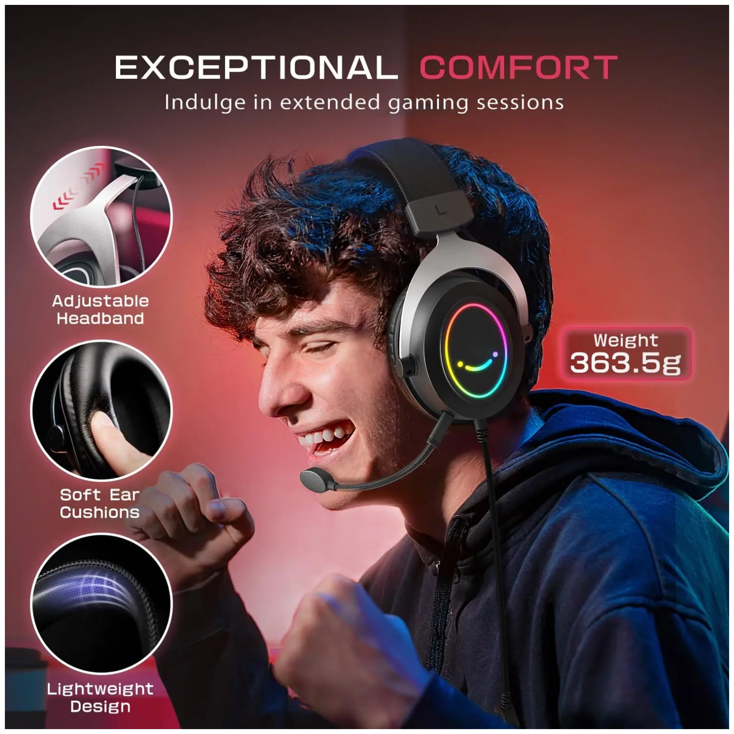 Fifine AmpliGame H3 Casti cu fir over-ear cu microfon Negru