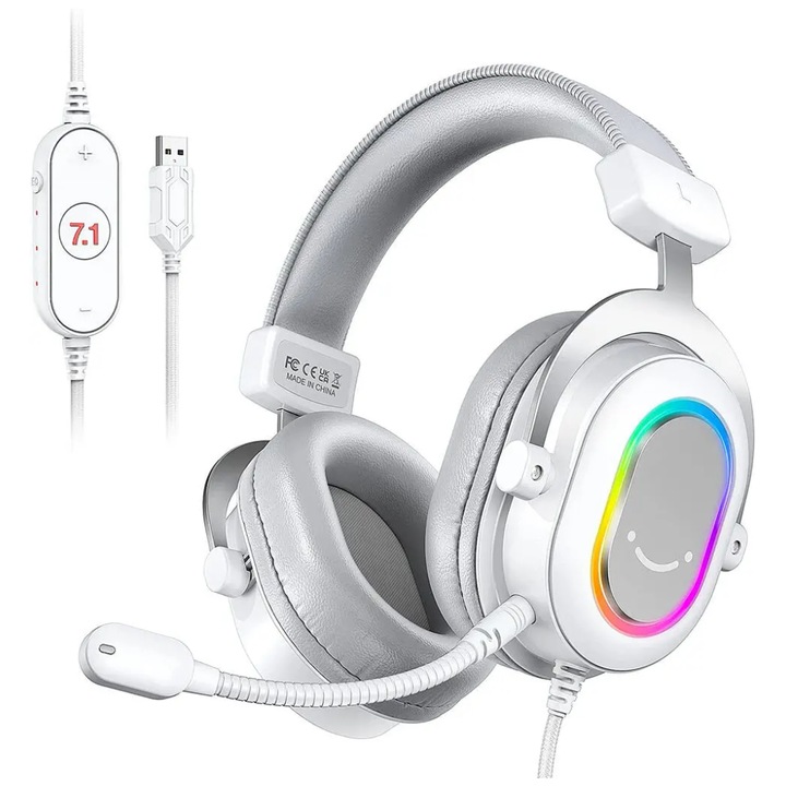Fifine AmpliGame H6W vezetékes fejhallgató, fülre helyezhető, mikrofonnal, Fehér