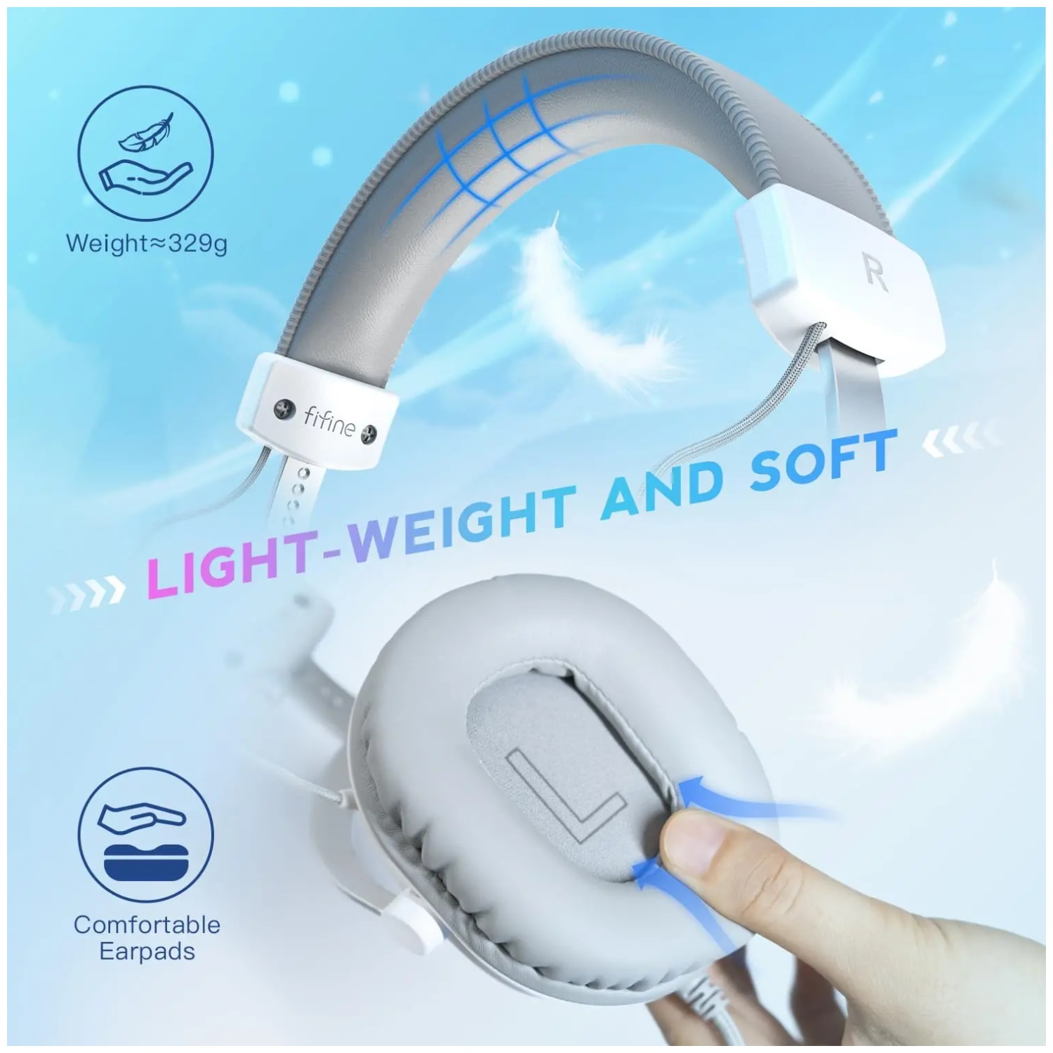 Fifine AmpliGame H9W casti cu fir cu microfon On-ear alb