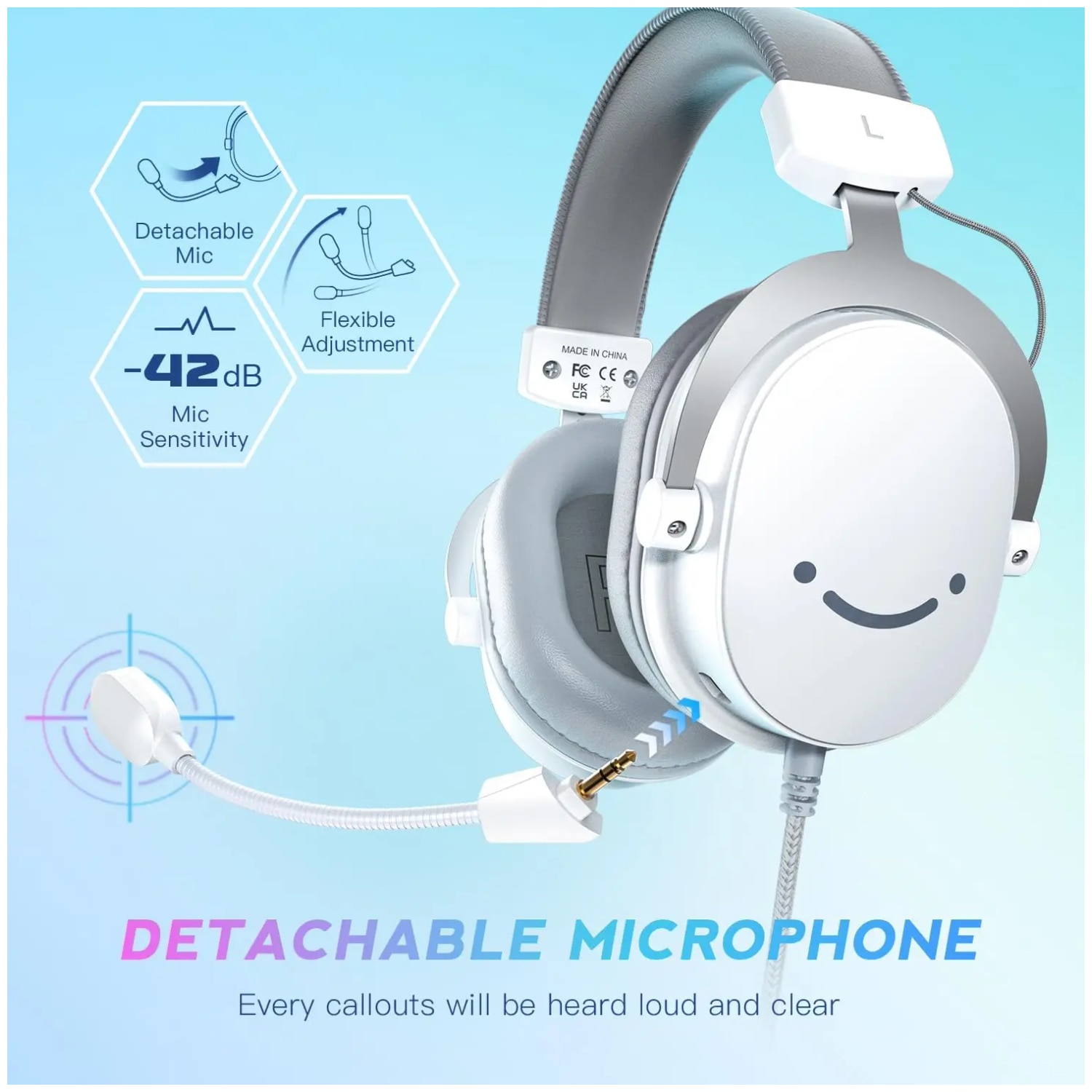 Fifine AmpliGame H9W casti cu fir cu microfon On-ear alb