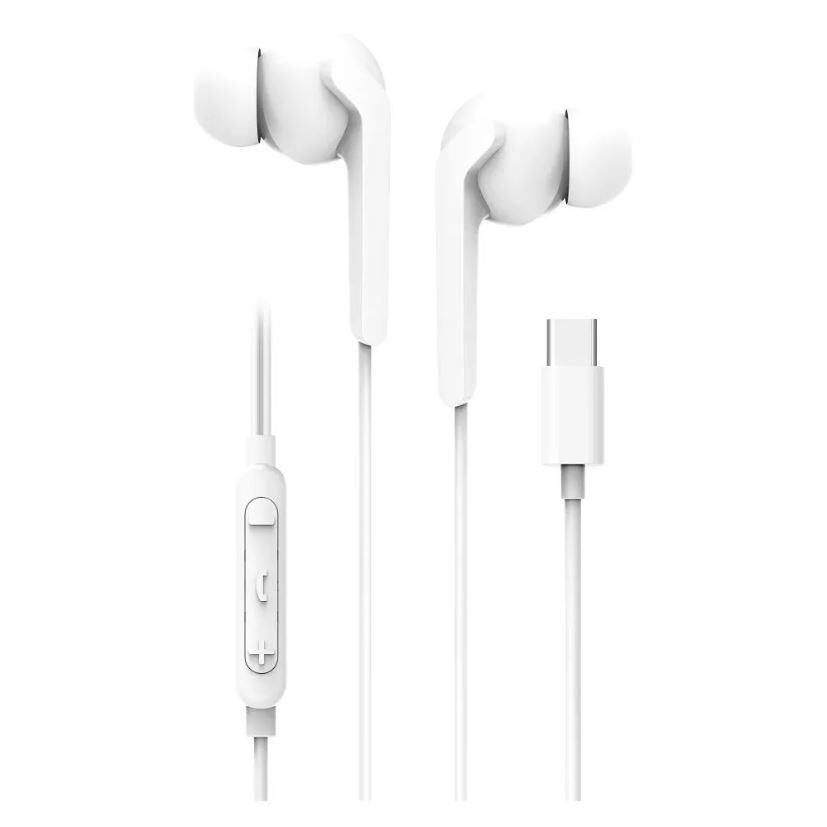 Casti cu Fir Type-C, Blue Star M15C, Compatibile iPhone 15/16 si Android, 120cm, Microfon si Control volum, Alb