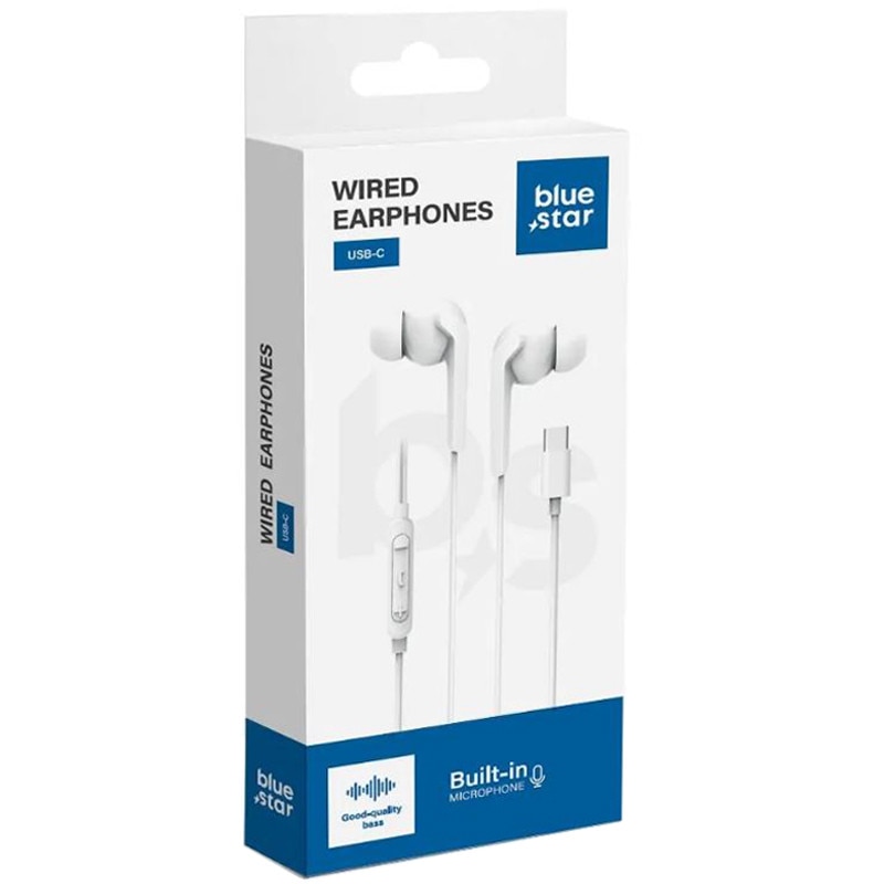 Casti cu Fir Type-C, Blue Star M15C, Compatibile iPhone 15/16 si Android, 120cm, Microfon si Control volum, Alb