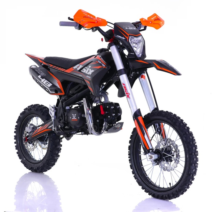Motocicleta Enduro/Cross Asix XB48 125cc, 4T, roti 17"/14", 4 viteze, pornire electromotor, negru/portocaliu