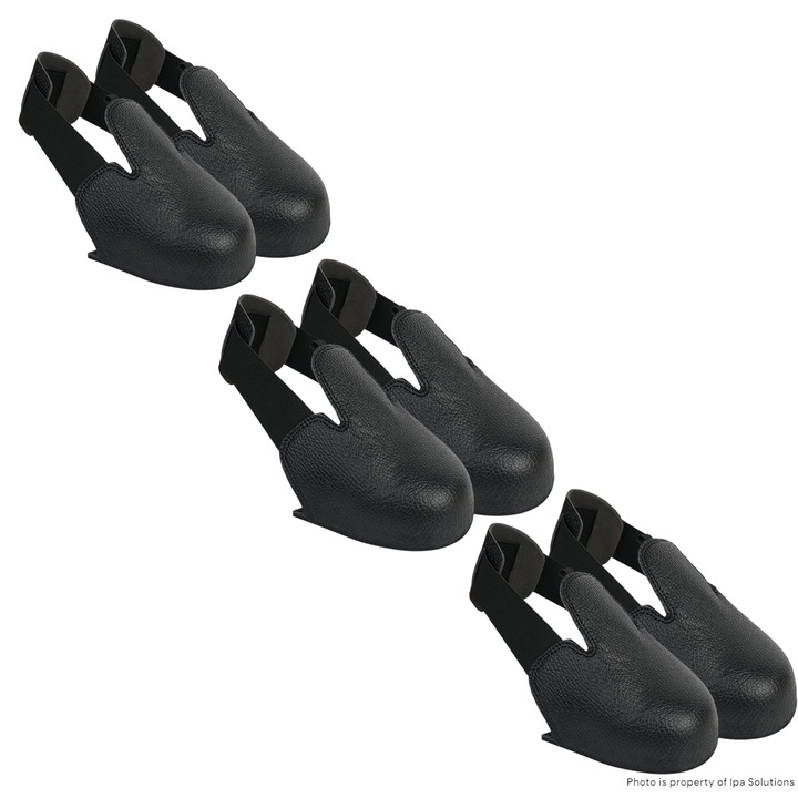 Set 3 perechi protectie vizitatori cu varf metalic, bombeu metalic vizitatori, masura reglabila 36-43, se poarta peste incaltaminte, pentru depozite, logistica, santier, protectie, Negru, talpa antialunecare