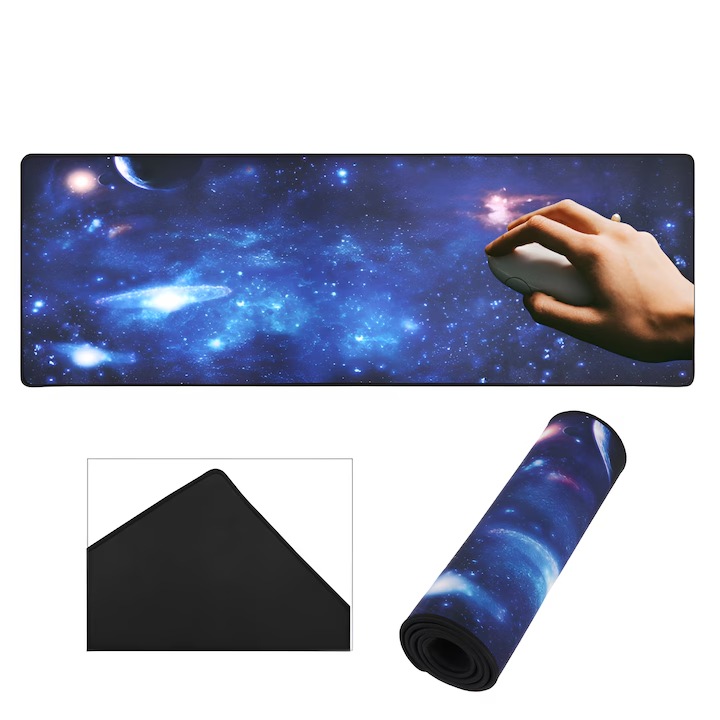 Asztali egérpad, tapadásmentes, Galaxy Planets modell, 80x30cm, Multicolor