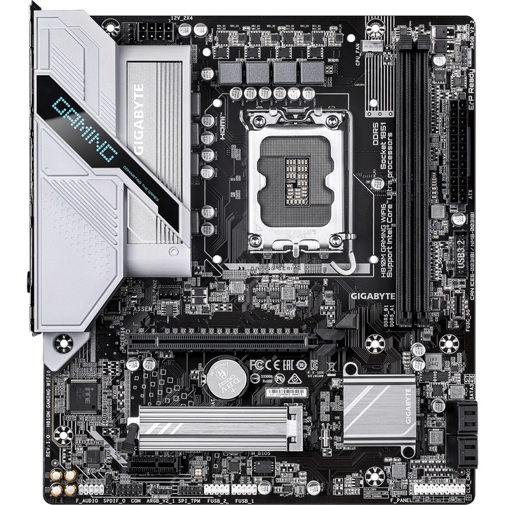 Дънна платка GIGABYTE H810M GAMING WIFI6, LGA1851, DDR5, BT, Wi-Fi, mATX, Черен