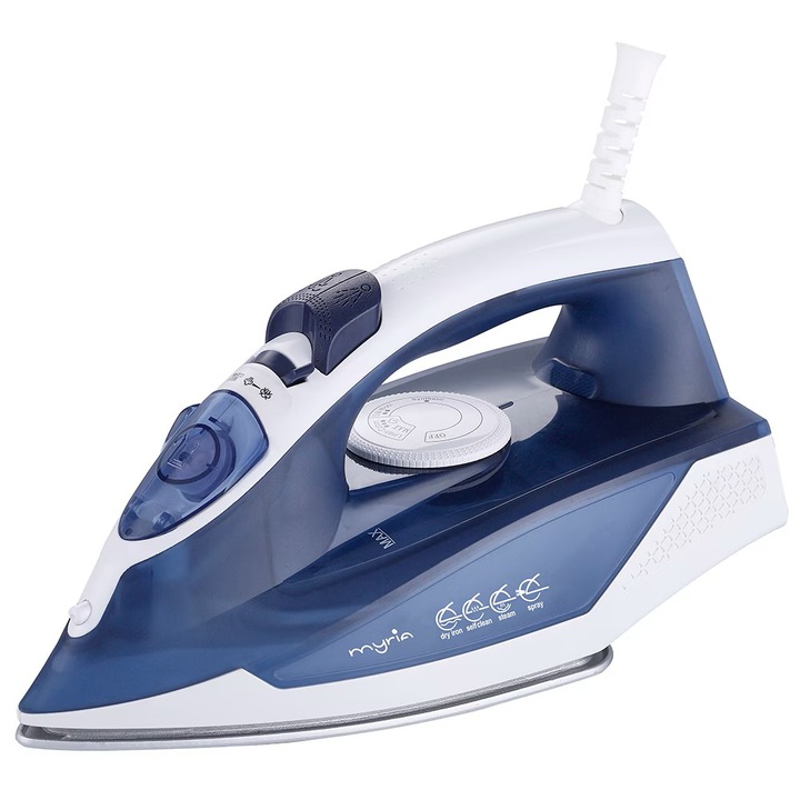 Fier de calcat MYRIA MY4557, 2200W, 70g/min, 260ml, talpa ceramica, albastru-alb