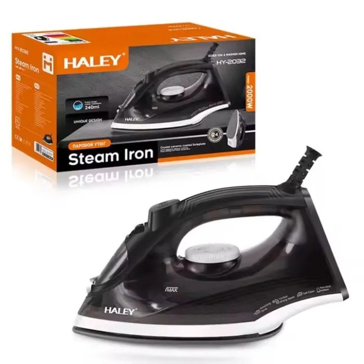 Fier de Calcat Electric de Mana, HALEY, 1400W, sub Presiune, cu Abur, Negru