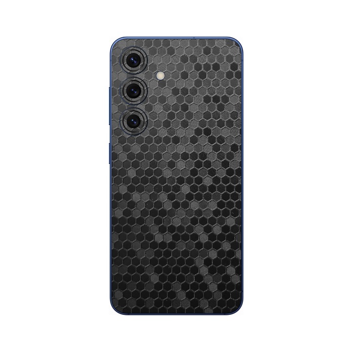 iSkinz Folie за Samsung Galaxy S25 - Honeycomb Negru Black, 360 Cut, Full Cover Adhesive Skin, Защита на гърба и страничните калъфи