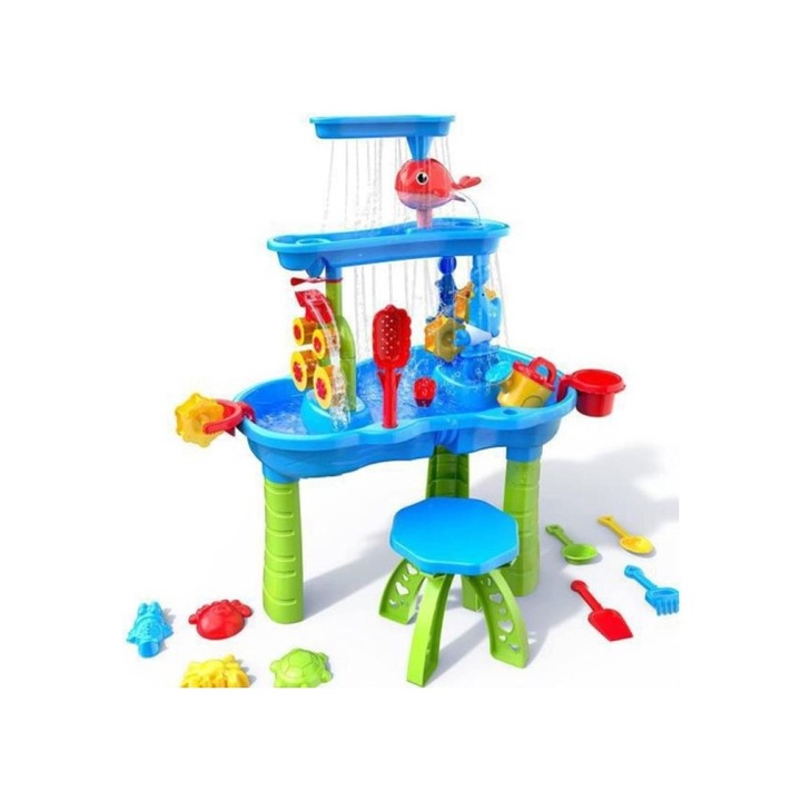 Masa de joaca cu apa si 37 accesorii, Woopie, 3 niveluri, Multicolor