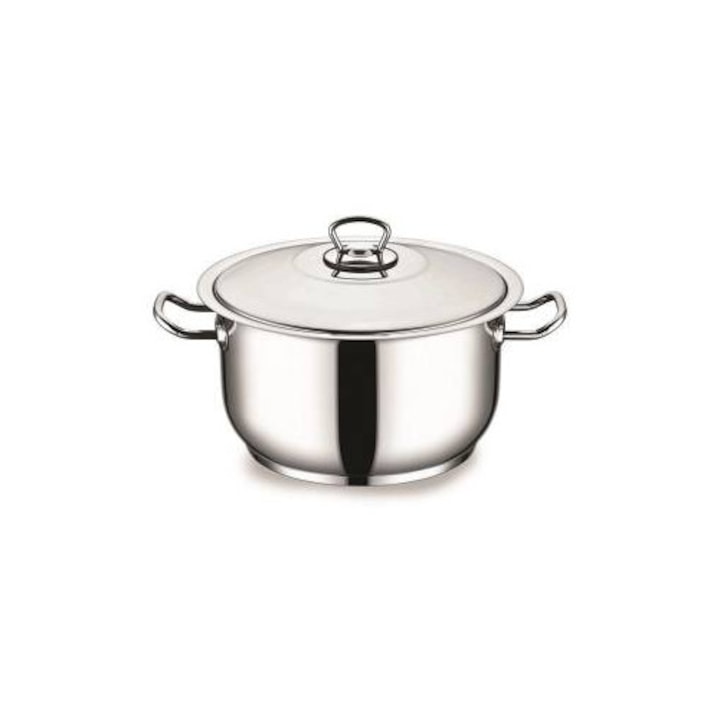 Oala inox ARIAN Gastro 5.7 L, fund dublu capsulat, capac inox, Ø24 cm, compatibila inductie, argintiu