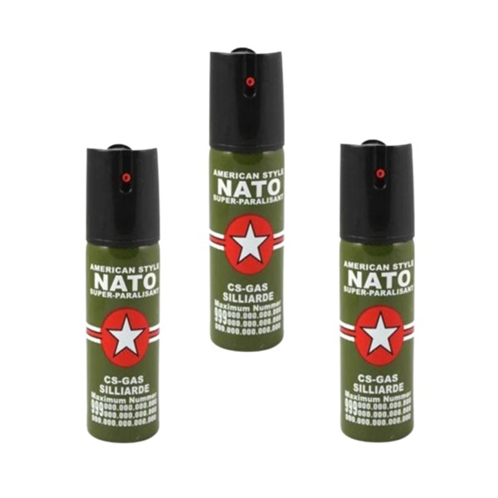 Set 3 Spray-uri Paralizante NATO Defence, 110 ml, Propulsie Jet, Verde