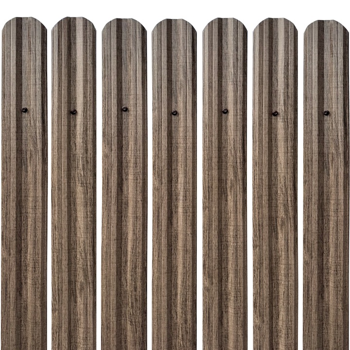 Gard Sipca Metalica Tisa, Set 25 buc. + suruburi, Mesteacan - Imitatie Lemn, 150x11.5cm / buc, Top Profil Sistem